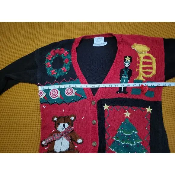Vintage Marisa Christina Classics 1993 Christmas Nutcracker Bear Tree Sweater L - Picture 2 of 8